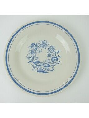 Vintage Oxford Blue Onion Dinner Plate 9" Stoneware Made in Brazil